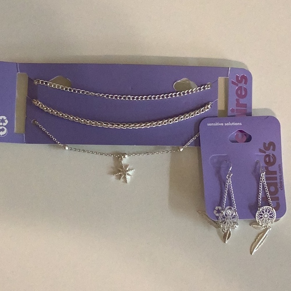 Claire’s Anklet Set & Dream Catcher Dangling Earrings Set New